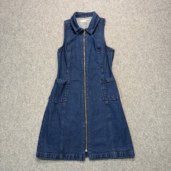Topshop Moto Dresses & Skirts - Women's Topshop Moto Denim Blue Jean Sleeveless Zip Front Dress Size 4